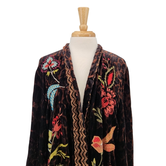 $528 Johnny Was Isabella Velvet Bishop Sleeve Kimono Coat Size XL - Picture 2 of 14
